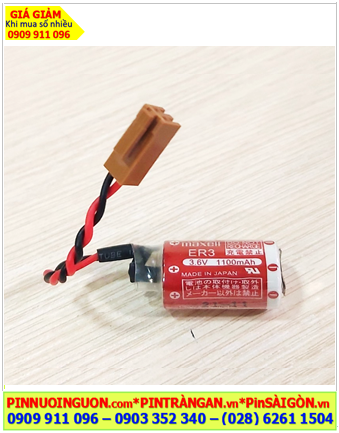 Maxell ER3 (Zắc nâu PLC); Pin nuôi nguồn PLC Maxell ER3 lithium 3.6v 1/2AA 1100mAh chính hãng, Xuất xứ NHẬT 